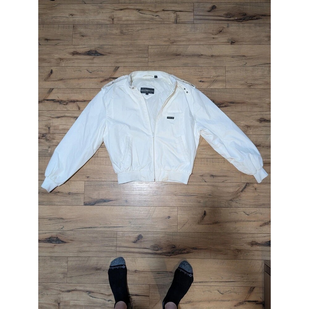 Vintage Members Only Iconic Bomber Jacket Mens 44 White Cream Cafe Racer...